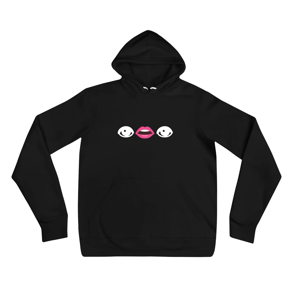 Hoodie with the phrase '👁👄👁' printed on the front