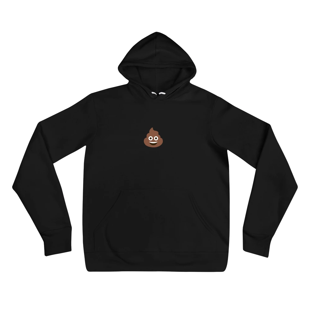 Hoodie with the phrase '💩' printed on the front