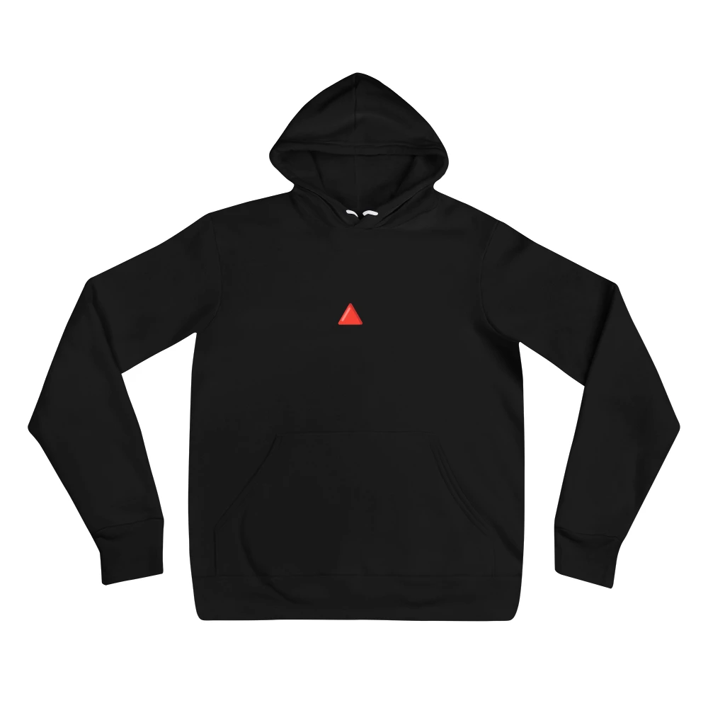 Hoodie with the phrase '🔺' printed on the front