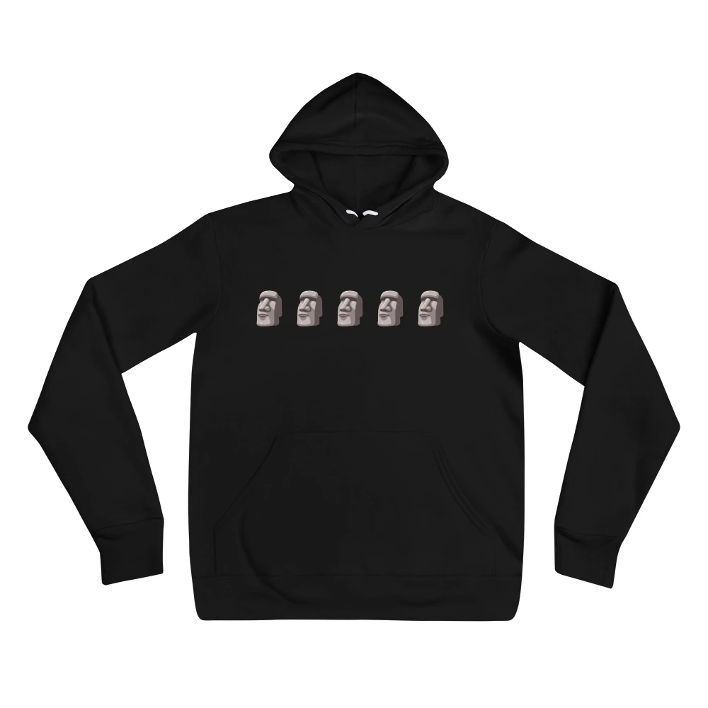 Hoodie with the phrase '🗿🗿🗿🗿🗿' printed on the front