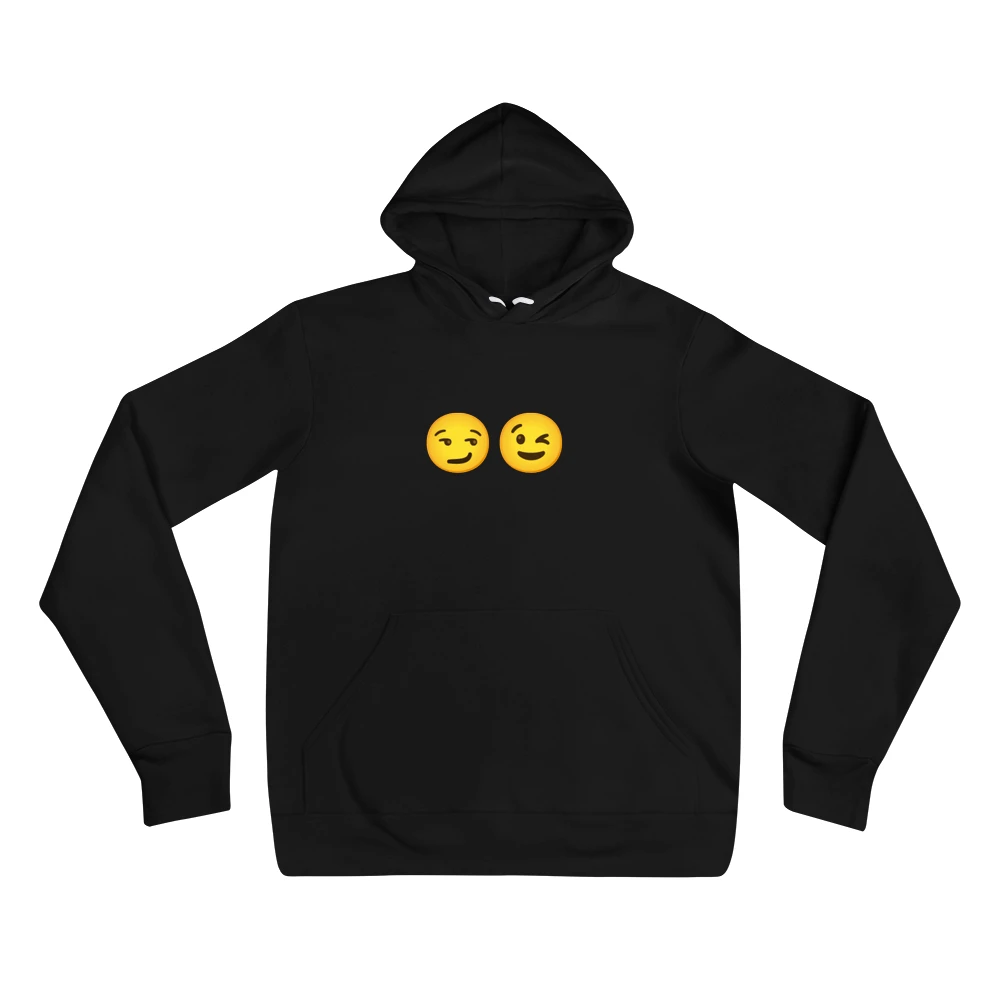 Hoodie with the phrase '😏😉' printed on the front