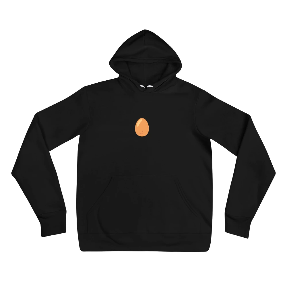 Hoodie with the phrase '🥚' printed on the front