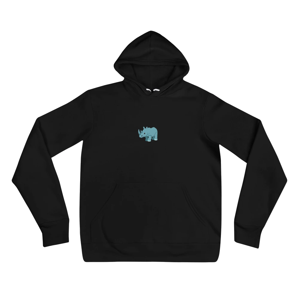 Hoodie with the phrase '🦏' printed on the front