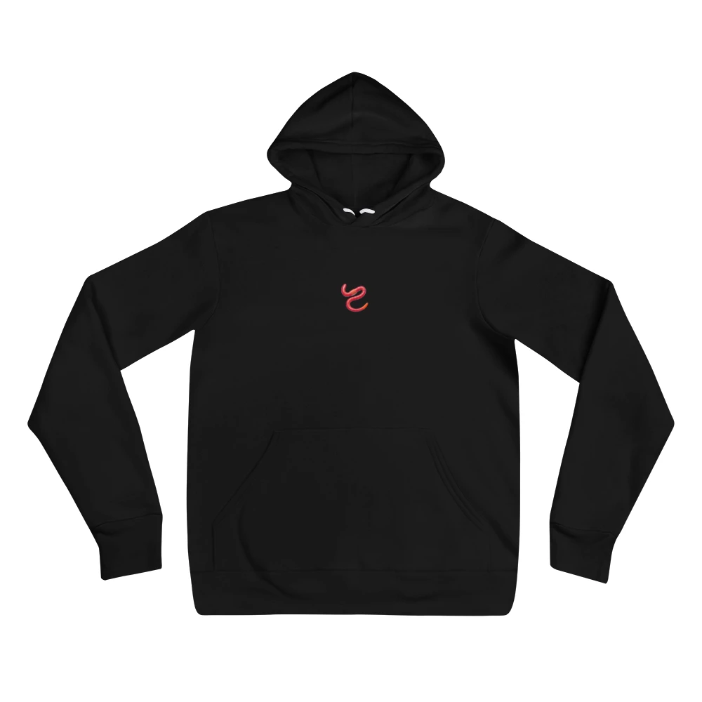 Hoodie with the phrase '🪱' printed on the front