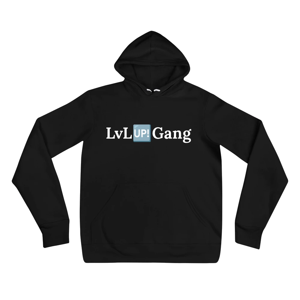 Hoodie with the phrase 'LvL🆙Gang' printed on the front