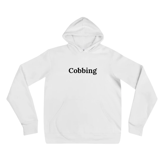 Hoodie with the phrase 'Cobbing' printed on the front