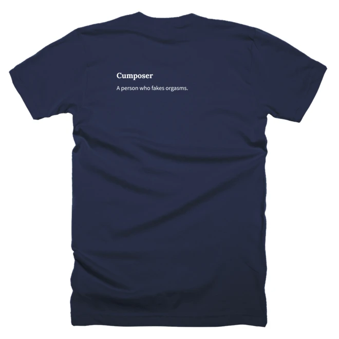 T-shirt with a definition of 'Cumposer' printed on the back