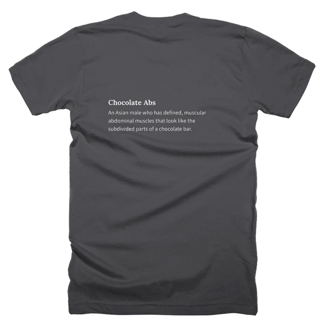 T-shirt with a definition of 'Chocolate Abs' printed on the back