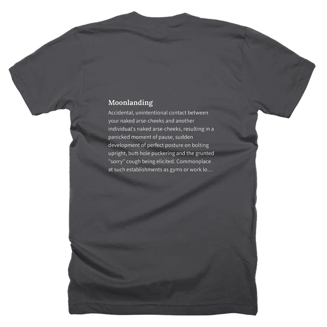 T-shirt with a definition of 'Moonlanding' printed on the back