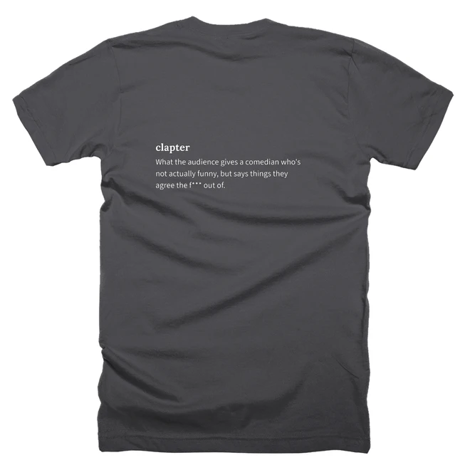 T-shirt with a definition of 'clapter' printed on the back