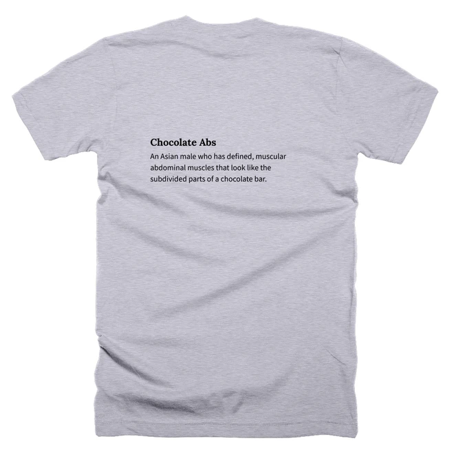 T-shirt with a definition of 'Chocolate Abs' printed on the back