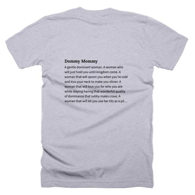 T-shirt with a definition of 'Dommy Mommy' printed on the back