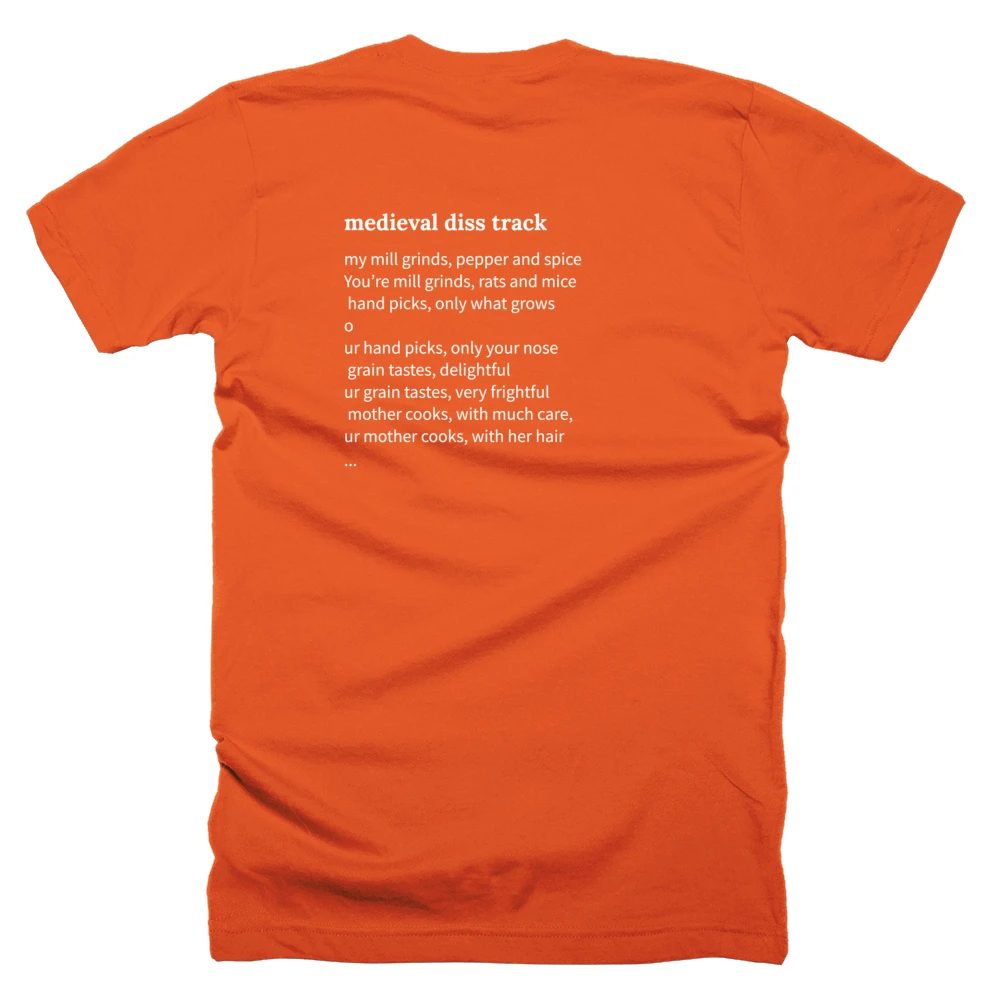 T-shirt with a definition of 'medieval diss track' printed on the back