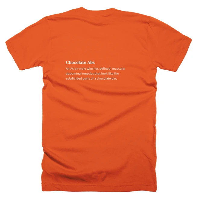 T-shirt with a definition of 'Chocolate Abs' printed on the back