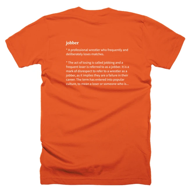 T-shirt with a definition of 'jobber' printed on the back