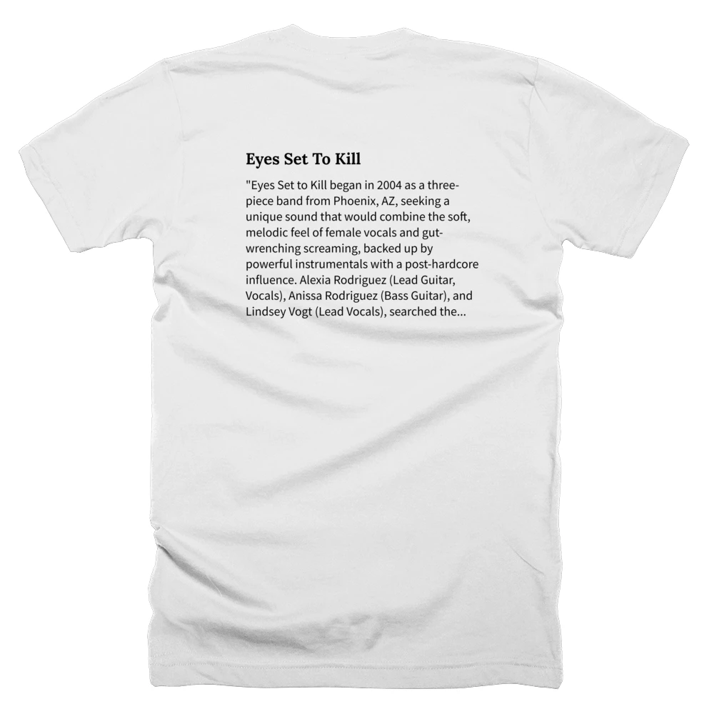 T-shirt with a definition of 'Eyes Set To Kill' printed on the back