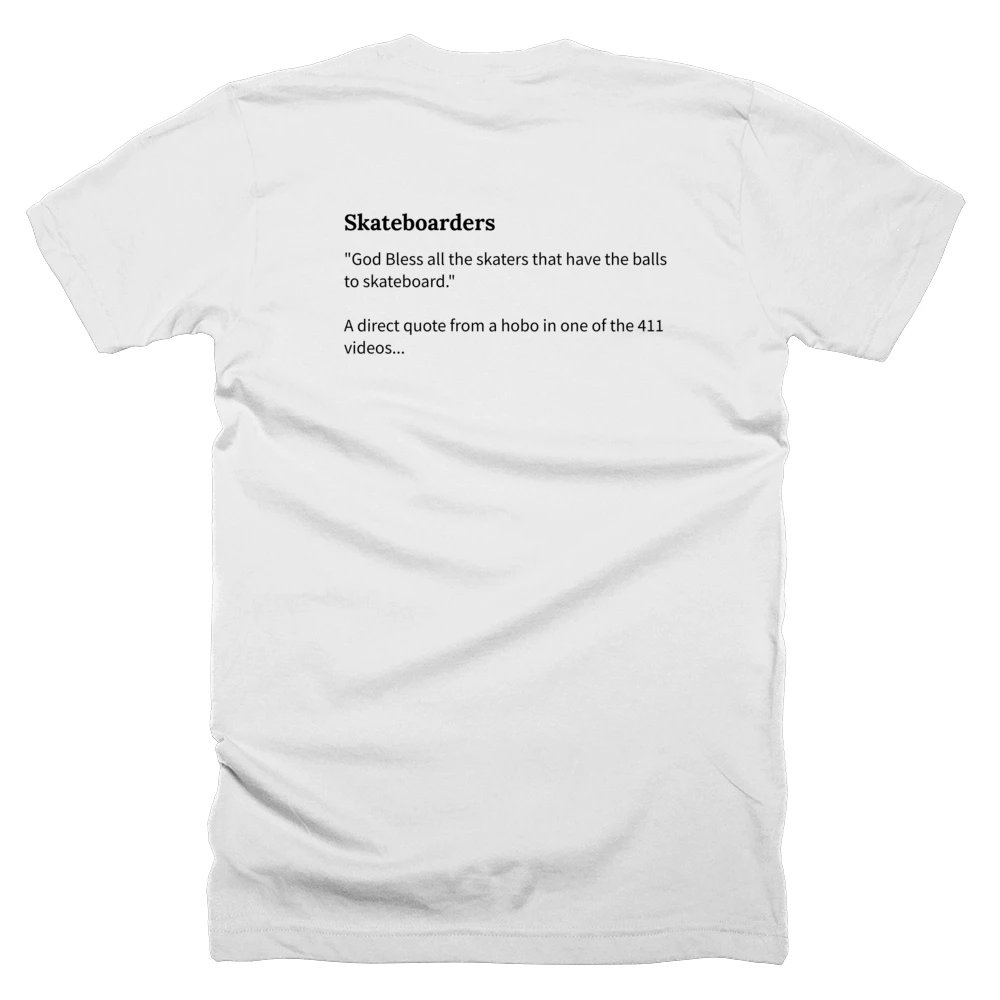 T-shirt with a definition of 'Skateboarders' printed on the back