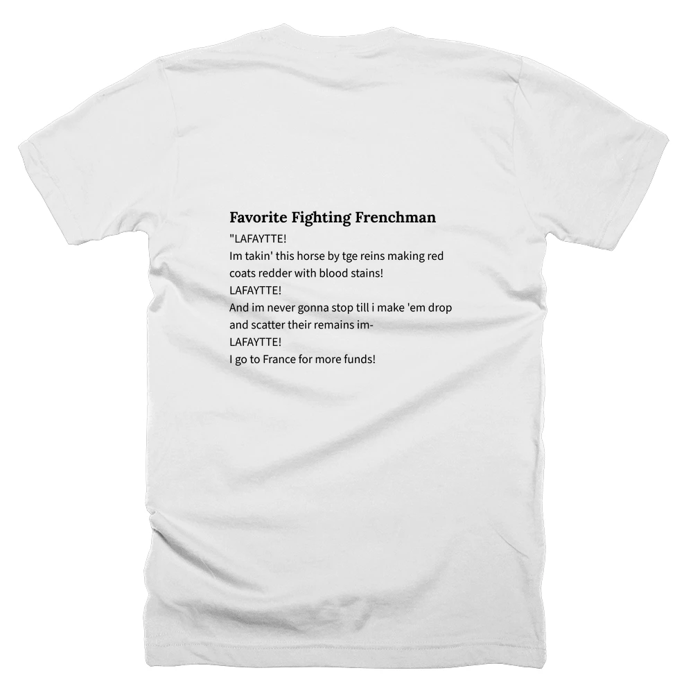 T-shirt with a definition of 'Favorite Fighting Frenchman' printed on the back