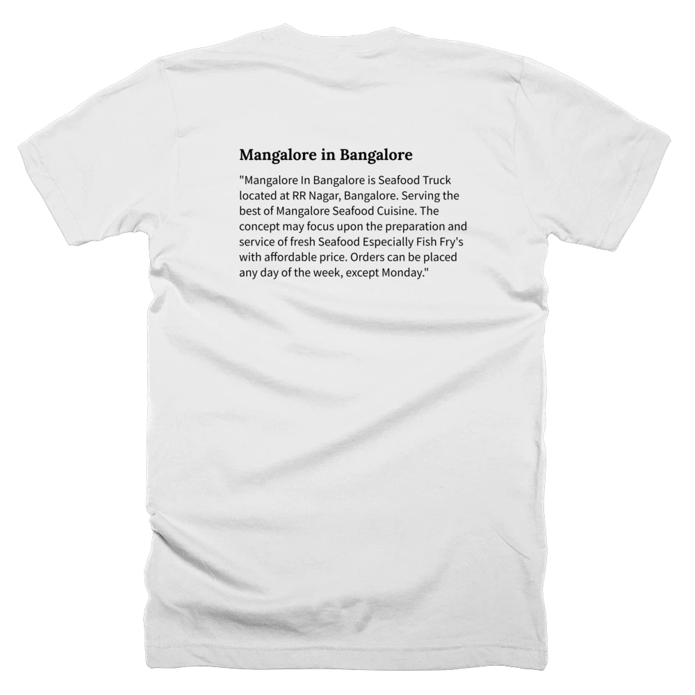 T-shirt with a definition of 'Mangalore in Bangalore' printed on the back