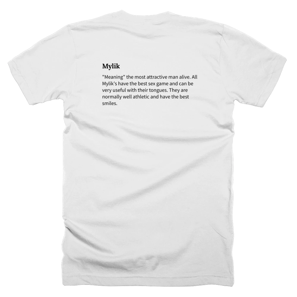 T-shirt with a definition of 'Mylik' printed on the back