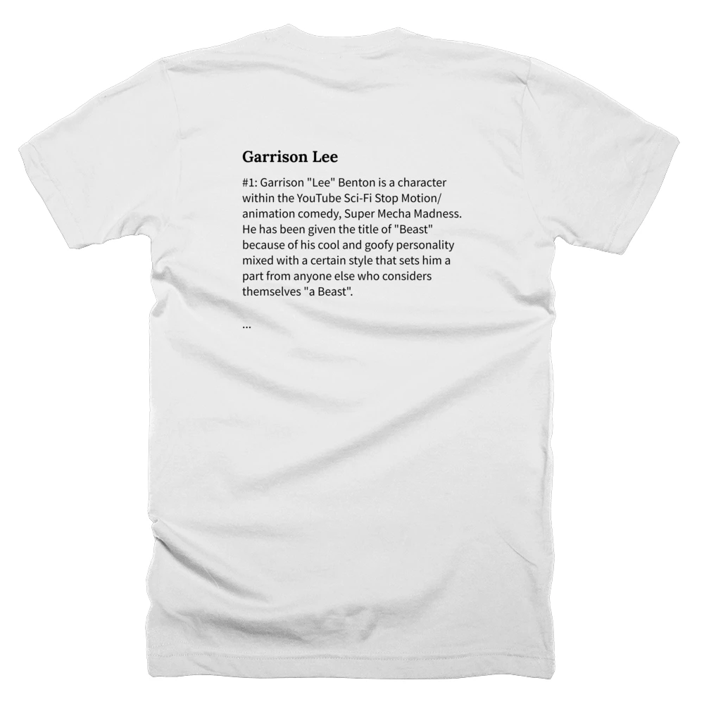 T-shirt with a definition of 'Garrison Lee' printed on the back