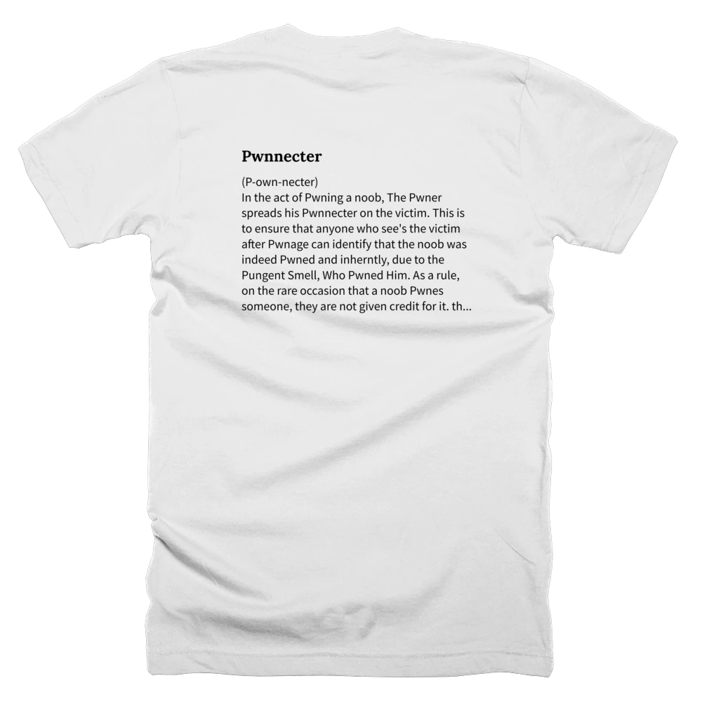 T-shirt with a definition of 'Pwnnecter' printed on the back