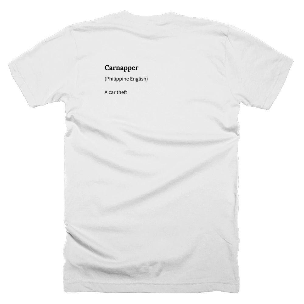 T-shirt with a definition of 'Carnapper' printed on the back