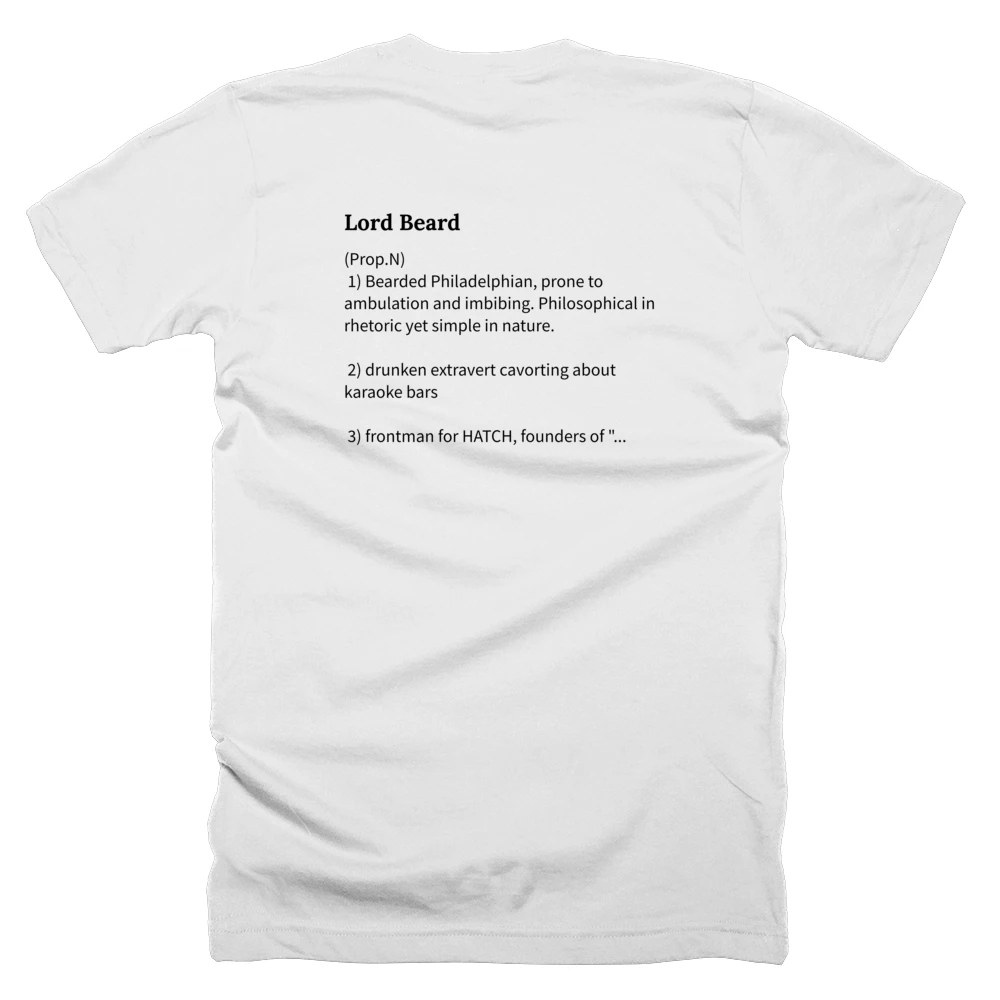 T-shirt with a definition of 'Lord Beard' printed on the back