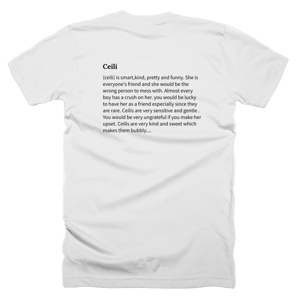 T-shirt with a definition of 'Ceili' printed on the back