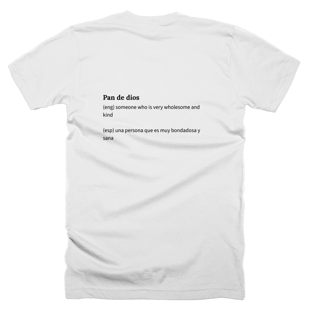 T-shirt with a definition of 'Pan de dios' printed on the back