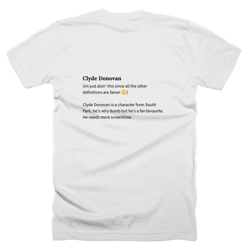 T-shirt with a definition of 'Clyde Donovan' printed on the back