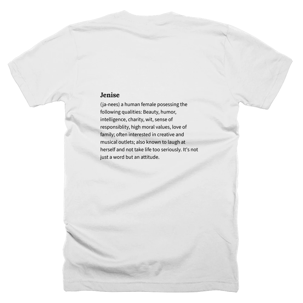 T-shirt with a definition of 'Jenise' printed on the back