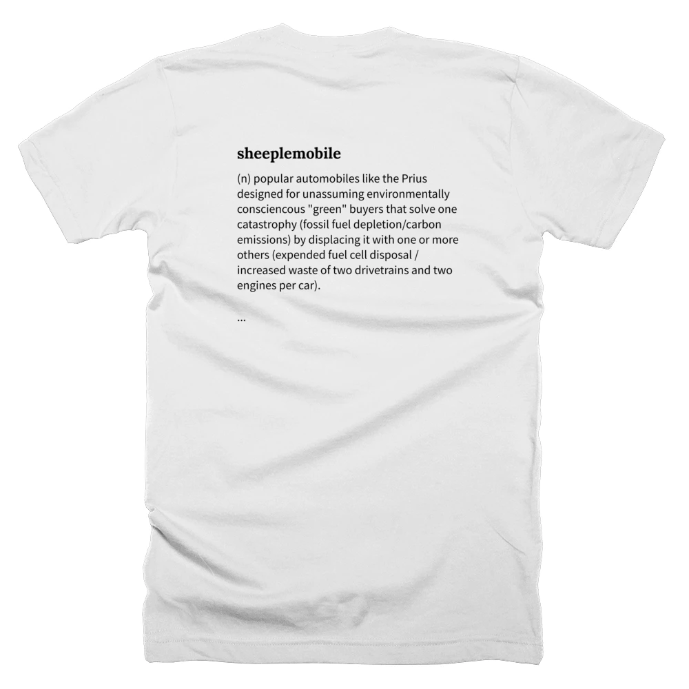 T-shirt with a definition of 'sheeplemobile' printed on the back