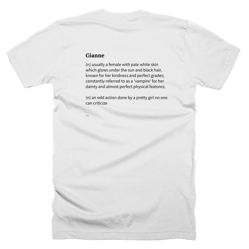 T-shirt with a definition of 'Gianne' printed on the back