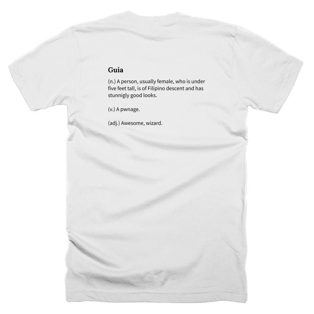T-shirt with a definition of 'Guia' printed on the back