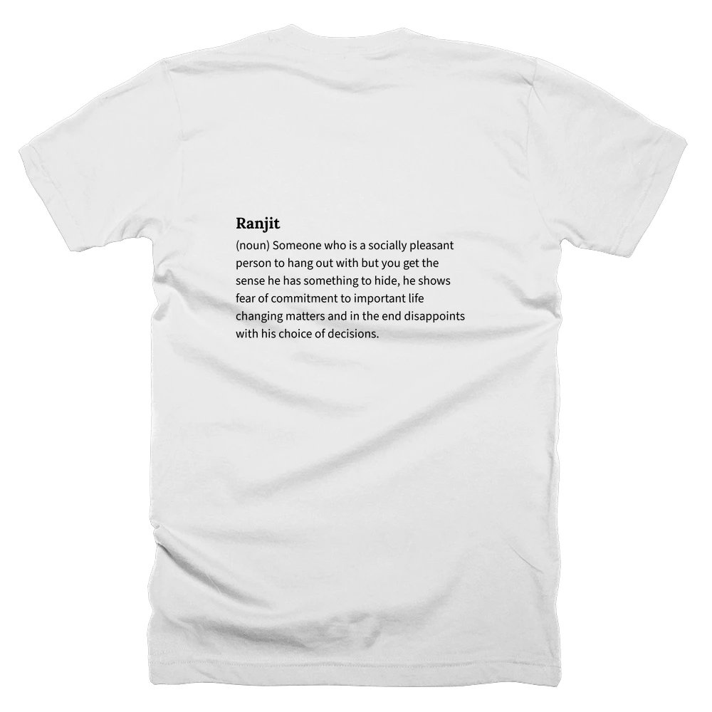T-shirt with a definition of 'Ranjit' printed on the back