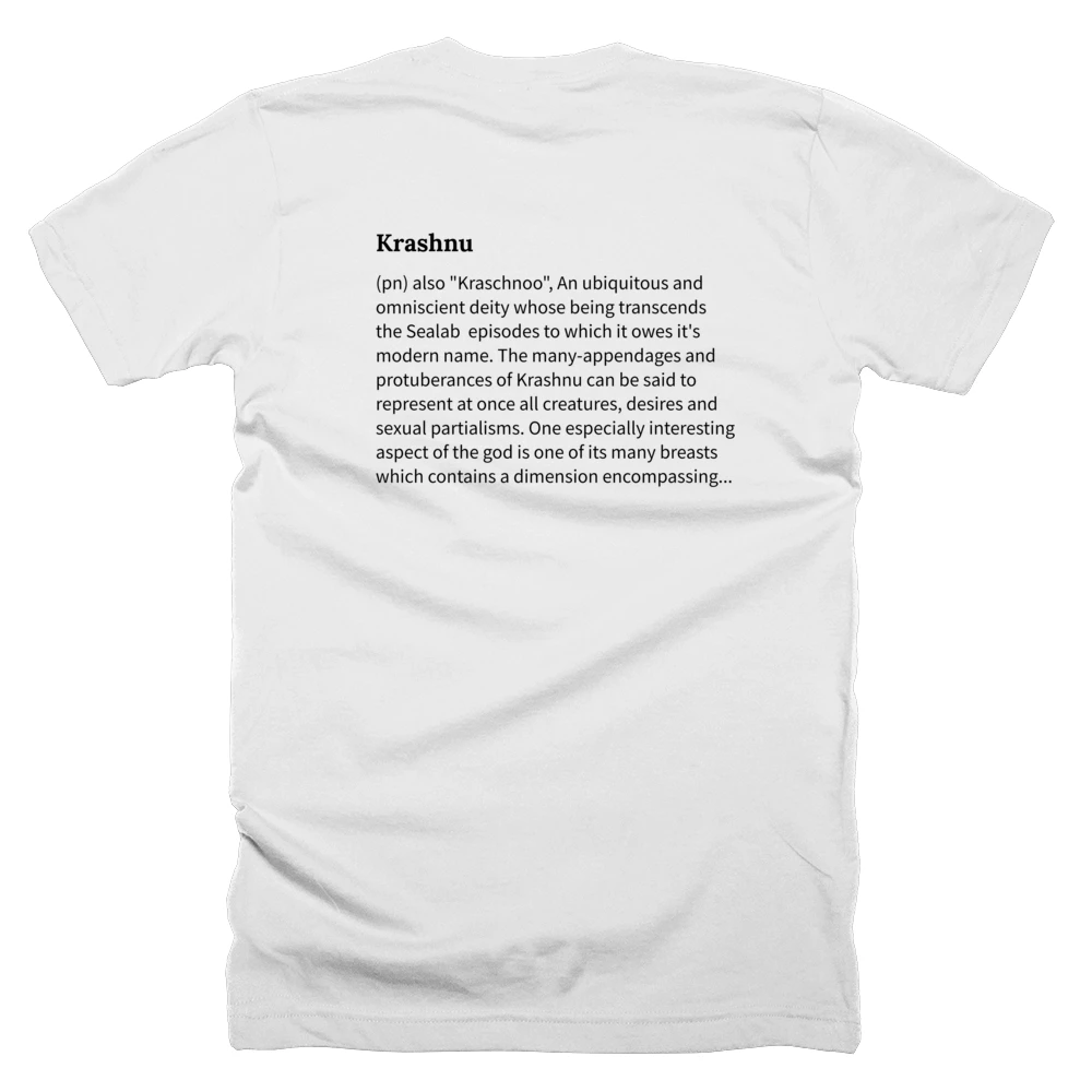 T-shirt with a definition of 'Krashnu' printed on the back