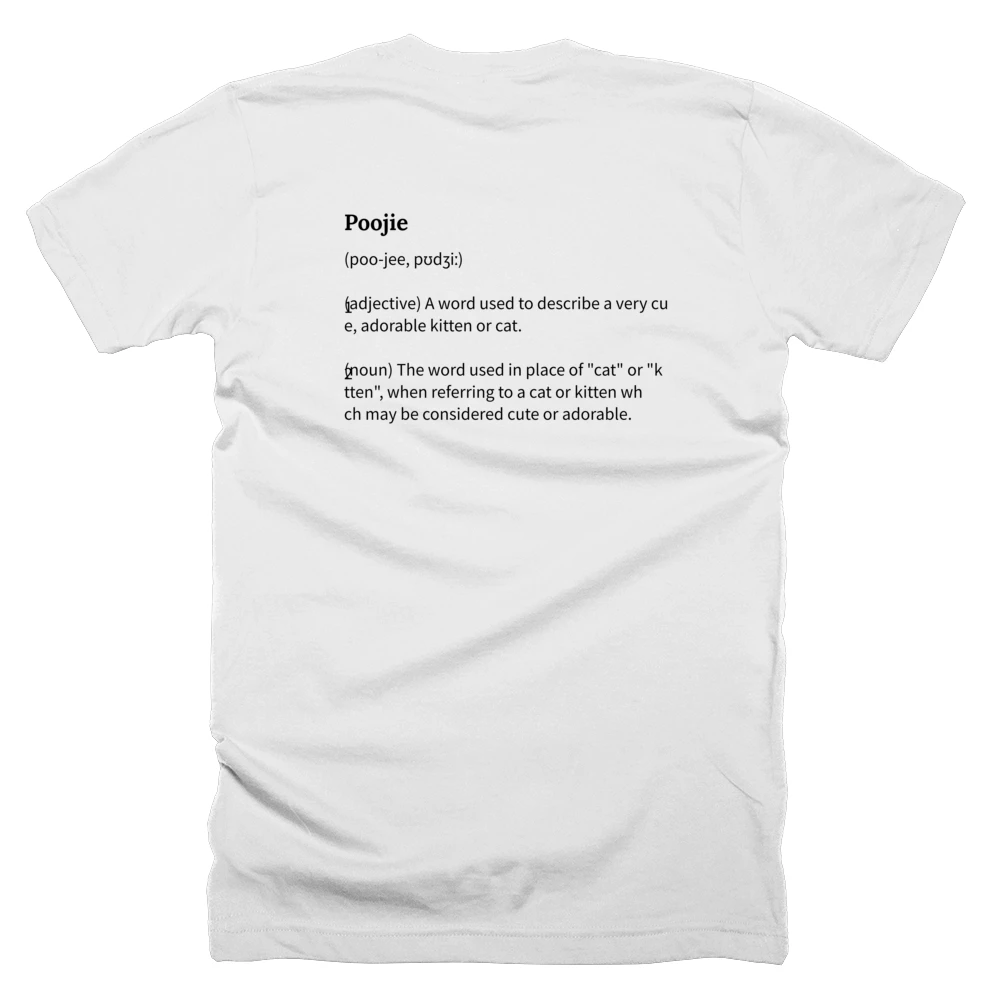 T-shirt with a definition of 'Poojie' printed on the back