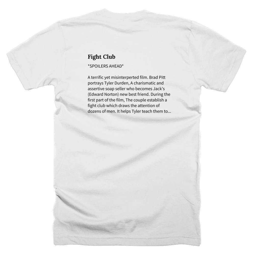 T-shirt with a definition of 'Fight Club' printed on the back