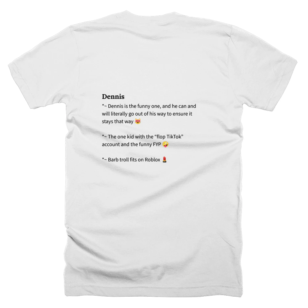 T-shirt with a definition of 'Dennis' printed on the back