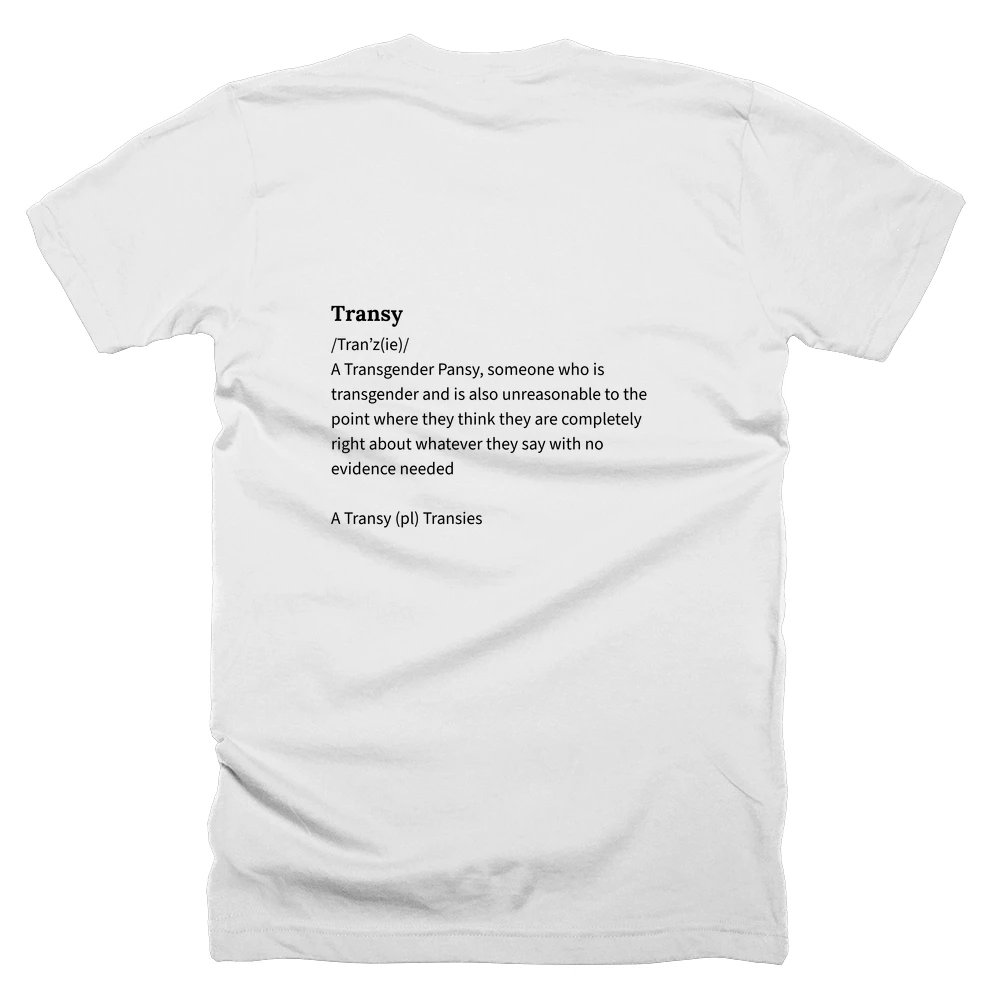 T-shirt with a definition of 'Transy' printed on the back