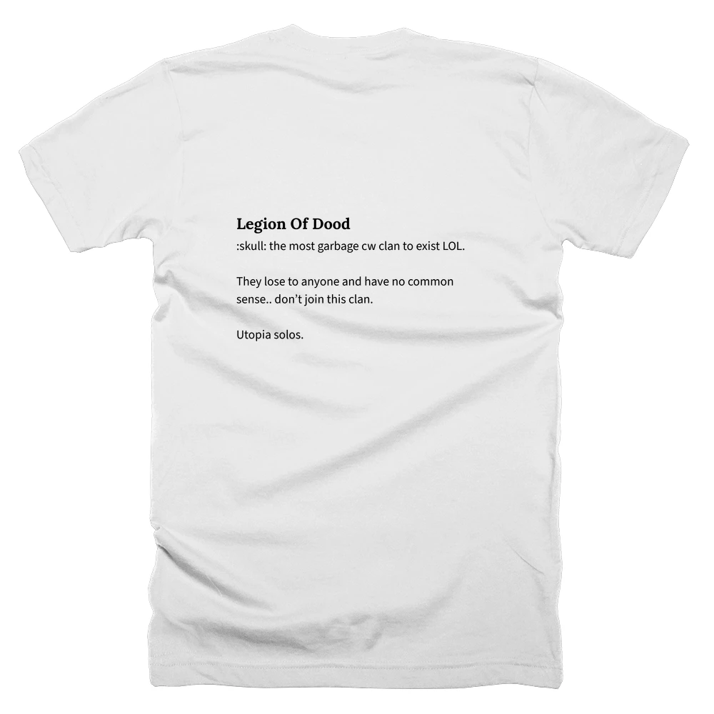 T-shirt with a definition of 'Legion Of Dood' printed on the back