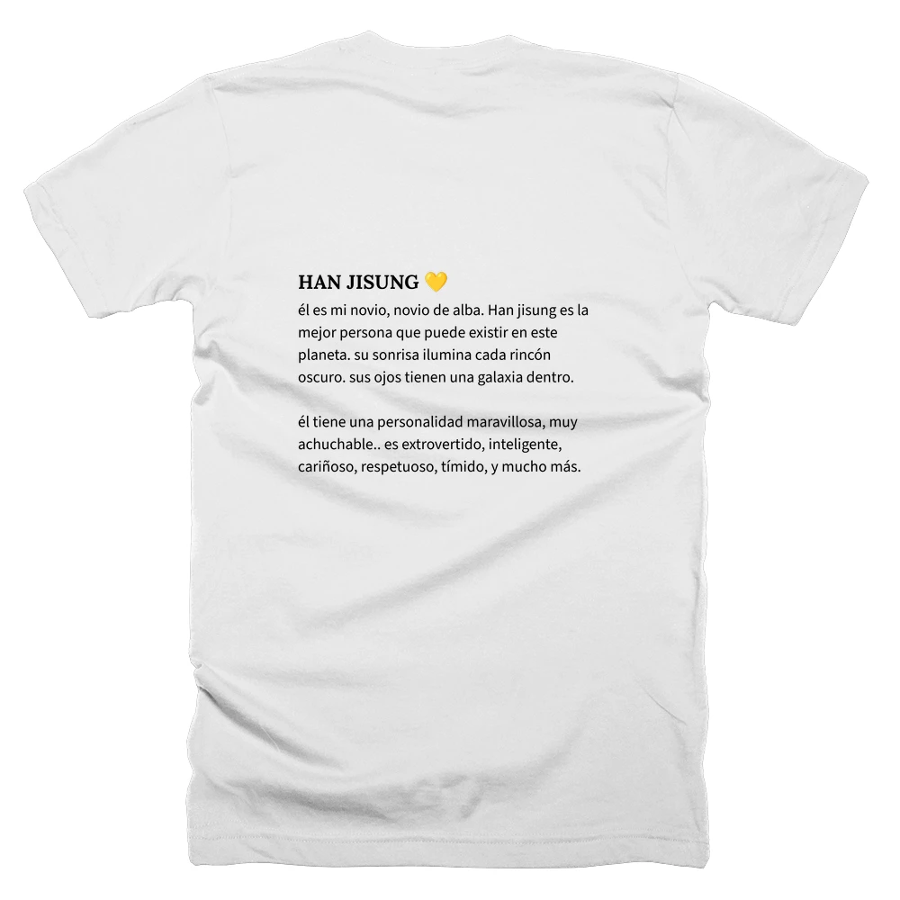 T-shirt with a definition of 'HAN JISUNG 💛' printed on the back