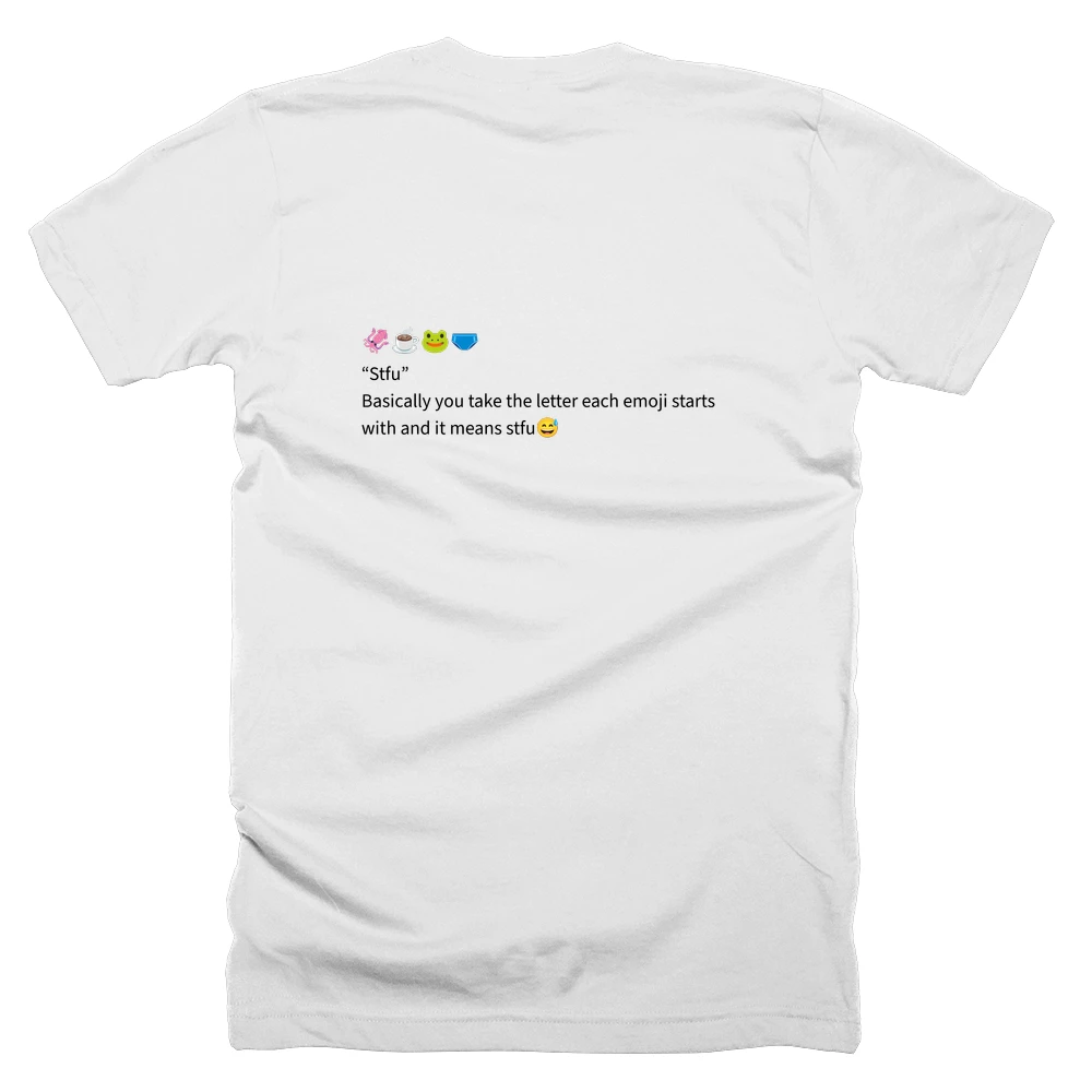 T-shirt with a definition of '🦑☕️🐸🩲' printed on the back