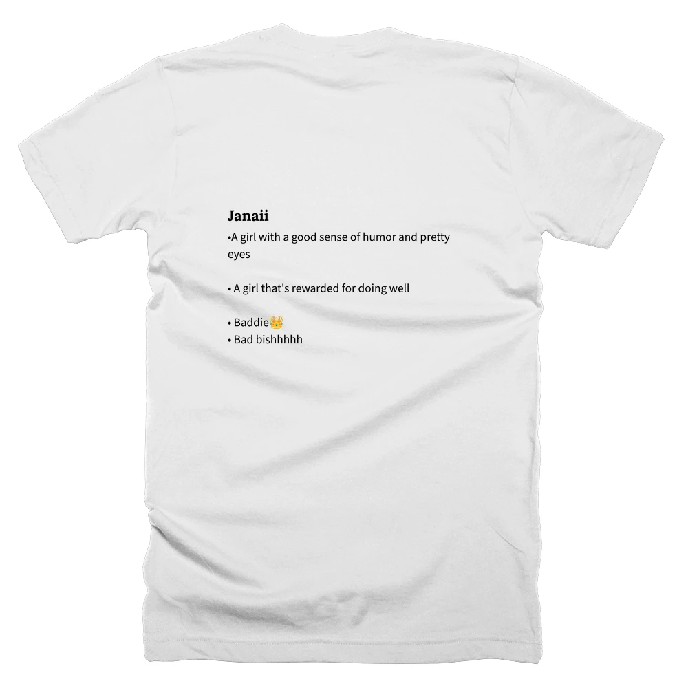 T-shirt with a definition of 'Janaii' printed on the back