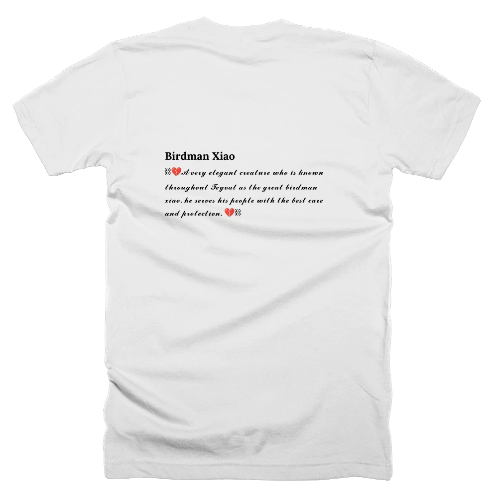 T-shirt with a definition of 'Birdman Xiao' printed on the back