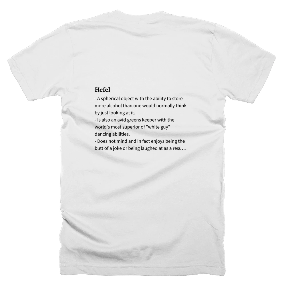T-shirt with a definition of 'Hefel' printed on the back
