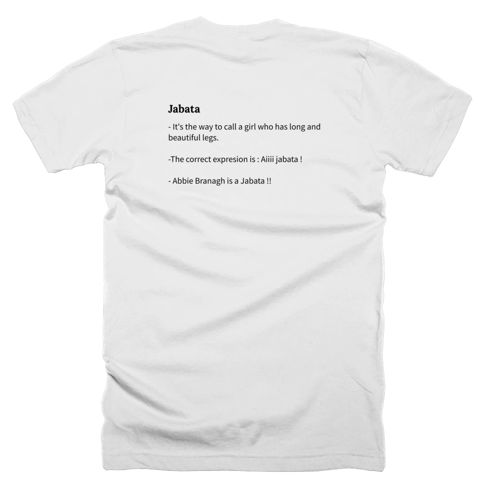 T-shirt with a definition of 'Jabata' printed on the back