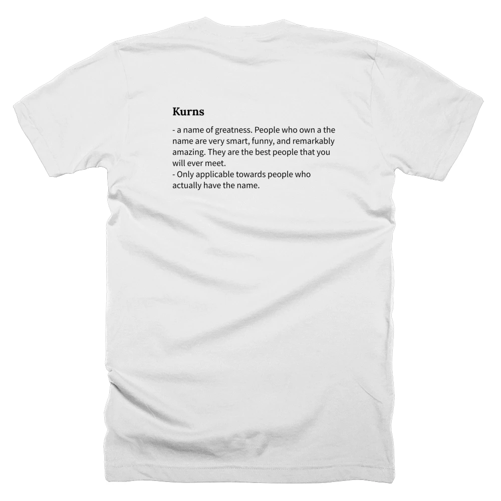 T-shirt with a definition of 'Kurns' printed on the back