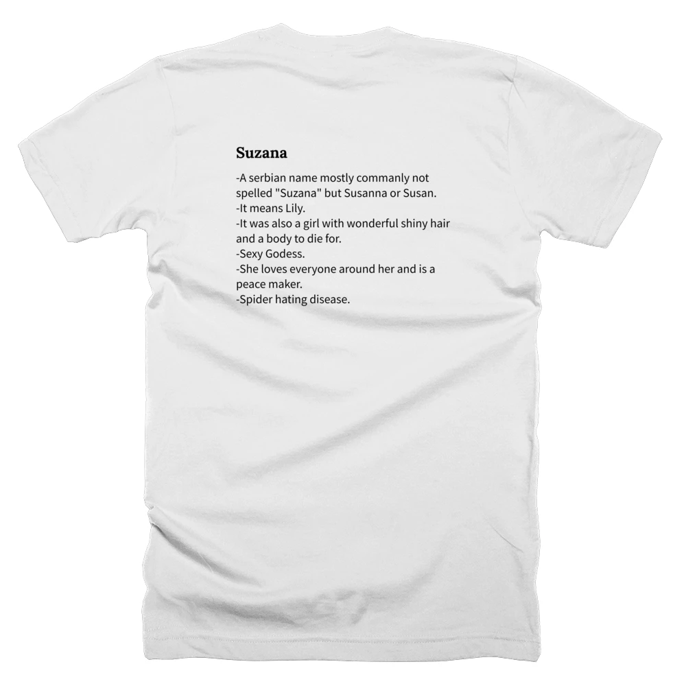 T-shirt with a definition of 'Suzana' printed on the back